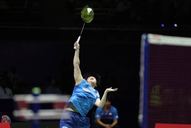 Akane Yamaguchi of Japan plays against Pornpawee Chochuwong of Thailand during a women s singles semifinal badminton match during the BWF World Championships 2026 at Indira Gandhi Indoor Stadium, in New Delhi on August 22, 2026. New Delhi India Copyright: xAnshumanxAkashx