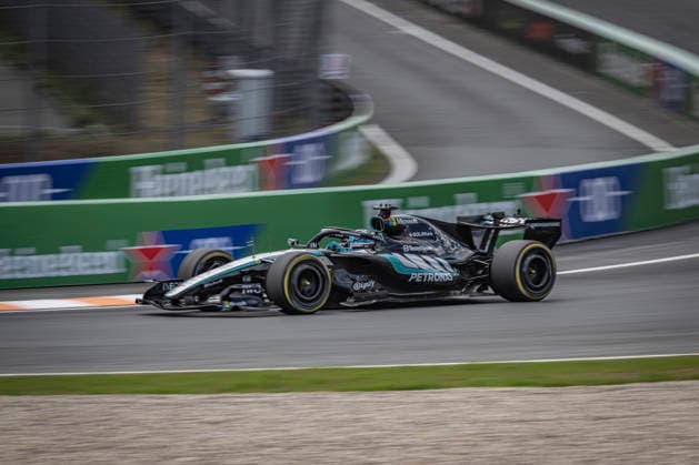 RECORD DATE NOT STATED 22nd August 2026; Circuit Zandvoort, Zandvoort, North Holland, Netherlands; Formula 1 Heineken Dutch Grand Prix 2026; Sprint Race and Qualifying Day; George Russell (63) of Great Britain and Mercedes-AMG PETRONAS Formula One Team during the Sprint race GodfreyxPitt