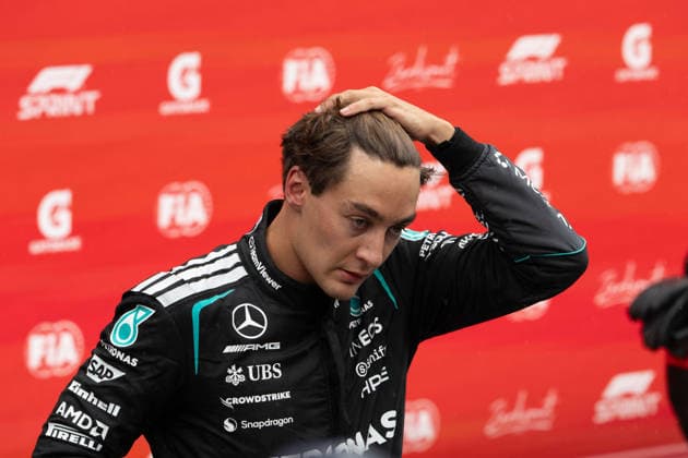 22.08.2026, xrarjax, Motorsport FIA Formel 1, Grand Prix der Niederlande 2026 v.l. George Russell (Mercedes AMG Petronas) Startnummer 63 (FIA REGULATIONS PROHIBIT ANY USE OF PHOTOGRAPHS as IMAGE SEQUENCES and or QUASI-VIDEO) Zandvoort *** August 22, 2026, xrarjax, Motorsport FIA Formula 1, 2026 Dutch Grand Prix: George Russell, Mercedes AMG Petronas, No. 63. FIA regulations prohibit any use of photographs as image sequences and or quasi-video footage at Zandvoort.