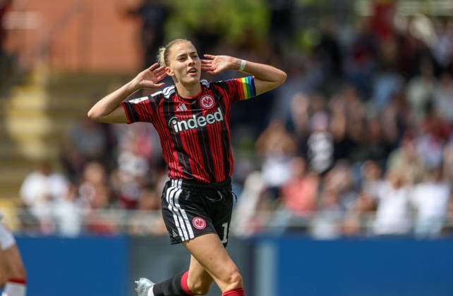 GER, Frankfurt, Eintracht Frankfurt vs 1. FC Köln, Google Pixel Frauen Bundesliga, Fussball, DFB, Spielzeit 2026 2027, Stadion am Brentanobad, 1. Spieltag im Bild: Laura Freigang (Eintracht Frankfurt Frauen 10) erzielt das 1:0, Tor, Jubel und Freude, Emotionen DFB DFL REGULATIONS PROHIBIT ANY USE OF PHOTOGRAPHS AS IMAGE SEQUENCES AND OR QUASI-VIDEO, 22.08.2026 *** GER, Frankfurt, Eintracht Frankfurt vs. 1. FC Köln, Google Pixel Women s Bundesliga, Soccer, DFB, 2026–2027 Season, Stadion am Brentanobad, Matchday 1 in Pictures: Laura Freigang of Eintracht Frankfurt Women s Team scores the 1–0 goal, Celebration and joy, emotions. DFB and DFL regulations prohibit any use of photographs as image sequences and or quasi-video. August 22, 2026 Copyright: HMBxMedia HendrikxHamelau