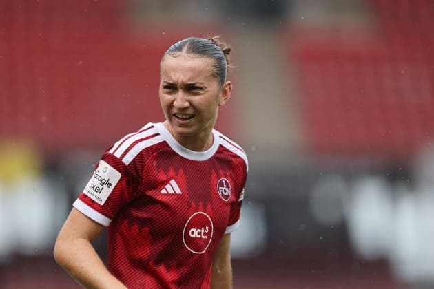 Lara Meroni , 1.FC Nürnberg-Wolfsburg , Google-Pixel Frauen Bundesliga , , Fußball , in dem Max Morlock Stadion in Nürnberg , Bayern , Deutschland . August 22 , 2026 . Photo by: Davide Elias IPA Photo Pressefoto DENL Copyright: xDavidexEliasx