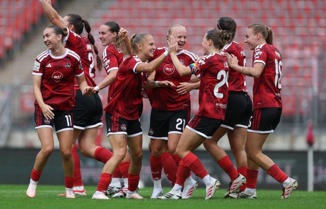 Proniez Fany torjubel 1-0 , 1.FC Nürnberg-Wolfsburg , Google-Pixel Frauen Bundesliga , , Fußball , in dem Max Morlock Stadion in Nürnberg , Bayern , Deutschland . August 22 , 2026 . Photo by: Davide Elias IPA Photo Pressefoto DENL Copyright: xDavidexEliasx