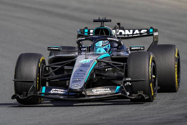 FORMULA 1 DUTCH GRAND PRIX 2026 George Russell 63 (GBR) Mercedes in the sprint race during the Formula 1 Heineken Dutch Grand Prix 2026, Round 12 of the 2026 Formula 1 World Championship, WM, Weltmeisterschaft from 21st - 23rd August 2026 at Circuit Zandvoort, Zandvoort, Netherlands. Credit: Robbie Hoad Every Second Media Editorial use only. All images are copyright Every Second Media Limited. No images may be reproduced without prior permission. Copyright: xIMAGO EveryxSecondxMediax ESM-2107-0265 RobbiexHoadx xEveryxSecondxMediax