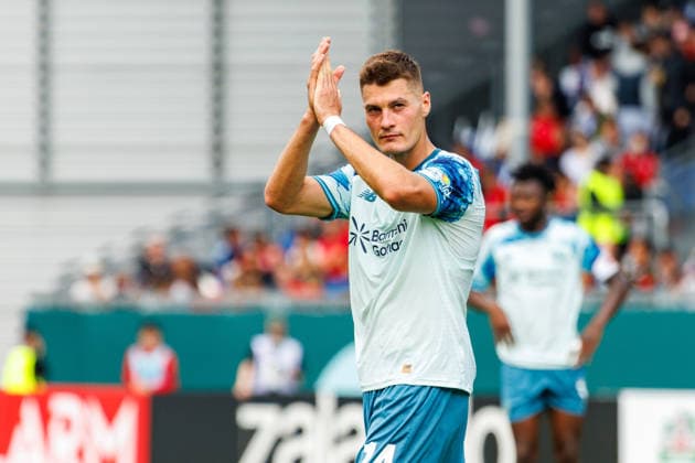 WIESBADEN, GERMANY - AUGUST 22: Patrik Schick (Bayer 04 Leverkusen, 14) during the first-round match between SV Wehen Wiesbaden vs. Bayer 04 Leverkusen at Brita Arena of the German Cup on August 22, 2026 in Wiesbaden, Germany. DFL REGULATIONS PROHIBIT ANY USE OF PHOTOGRAPHS AS IMAGE SEQUENCES AND OR QUASI-VIDEO. Hessen Germany Copyright: xStephanxHahnex