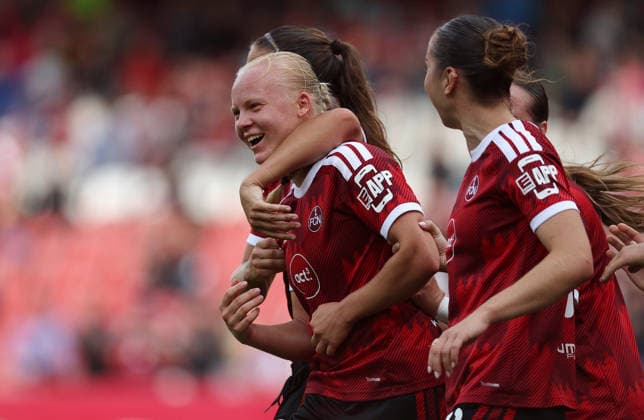 Bednorz Keira torjubel 2-0 , 1.FC Nürnberg-Wolfsburg , Google-Pixel Frauen Bundesliga , , Fußball , in dem Max Morlock Stadion in Nürnberg , Bayern , Deutschland . August 22 , 2026 . Photo by: Davide Elias IPA Photo Pressefoto DENL Copyright: xDavidexEliasx
