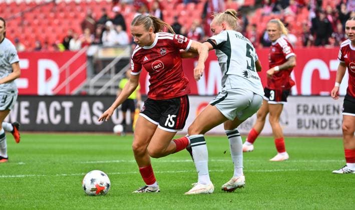 22.08.2026 - Fussball - Saison 2026 2027 - 1. Google Pixel Frauen Bundesliga - 01. Spieltag: 1. FC Nürnberg FCN ( Club Clubfrauen ) - VfL Wolfsburg - Sportfoto Zink - xwoxzix - Emöke Emoeke Papai (15, 1. FC Nürnberg FCN ) Ella Peddemors (5, VfL Wolfsburg ) *** August 22, 2026 Soccer Season 2026–2027 1 Google Pixel Women s Bundesliga Matchday 1 1 FC Nuremberg (FCN) Women s Team vs. VfL Wolfsburg Sports photo by Zink xwoxzix Emöke Emoeke Papai 15, 1 FC Nuremberg FCN Ella Peddemors 5, VfL Wolfsburg