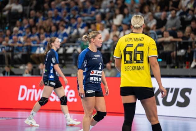 HSG Blomberg-Lippe (GER) vs. Borussia Dortmund (GER), Handball, 1. Handball Bundesliga Frauen, Rexel Supercup 2026, Saison 2026 2027, Muenchen, 22.08.2026 Laura Rueffieux (HSG Blomberg-Lippe, 03) Muenchen SAP Garden Deutschland *** HSG Blomberg Lippe GER vs. Borussia Dortmund GER, Handball, Women s Handball Bundesliga 1, 2026 Rexel Supercup, 2026–2027 Season, Munich, August 22, 2026 Laura Rueffieux HSG Blomberg Lippe, 03 Munich SAP Garden Germany