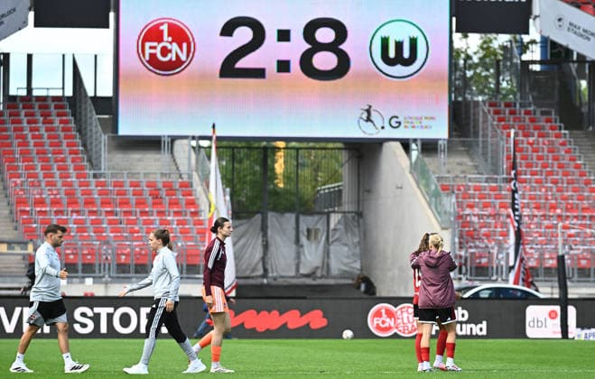 22.08.2026 - Fussball - Saison 2026 2027 - 1. Google Pixel Frauen Bundesliga - 01. Spieltag: 1. FC Nürnberg FCN ( Club Clubfrauen ) - VfL Wolfsburg - Sportfoto Zink - xwoxzix - Endergebnis auf Anzeigetafel *** August 22, 2026 Soccer Season 2026–2027 1 Google Pixel Women s Bundesliga Matchday 1 1 FC Nürnberg FCN Club Club Women s Team VfL Wolfsburg Sports Photo by Zink xwoxzix Final Score on the Scoreboard
