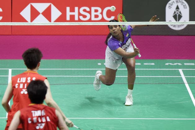 BWF World Championships 2026 - India India s Treesa Jolly competes during a women s doubles semifinal badminton match at the BWF World Championships 2026 at Indira Gandhi Indoor Stadium in New Delhi, India on August 22, 2026. Photo by Anshuman Akash ABACAPRESS.COM New Delhi India  Copyright: xAkashxAnshuman ABACAx