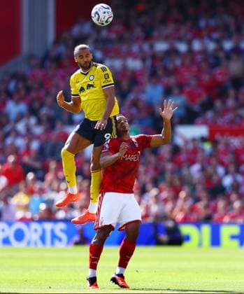 Dominic Calvert-Lewin of Leeds United and Murillo of Nottingham Forest Nottingham Forest v Leeds United, Premier League Football, Football, City Ground, Nottingham, UK - 22 Aug 2026Nottingham City Ground United Kingdom EDITORIAL USE ONLY No use with unauthorised audio, video, data, fixture lists, club league logos or live services. Online in-match use limited to 120 images, no video emulation. No use in betting, games or single club league player publications.  Copyright: xMattxWest Shutterstockx 17111732x