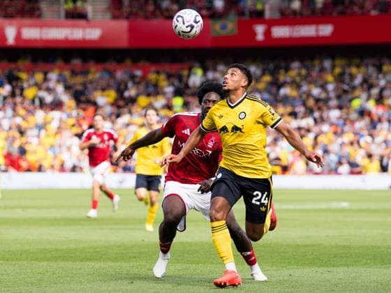 James Justin of Leeds United battles for the ball against Ola Aina of Nottingham Forest Nottingham Forest v Leeds United, Premier League, Football, The City Ground, Nottingham, UK - 22 Aug 2026Nottingham The City Ground United Kingdom EDITORIAL USE ONLY No use with unauthorised audio, video, data, fixture lists, club league logos or live services. Online in-match use limited to 120 images, no video emulation. No use in betting, games or single club league player publications.  Copyright: xWiredxPhotos Shutterstockx 17112526ai