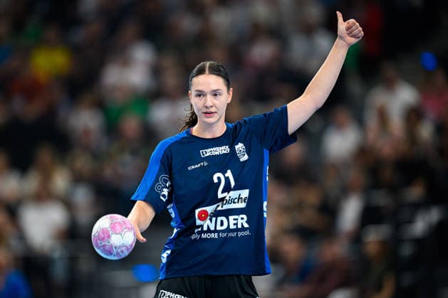 Muenchen: HBF Super Cup 2026 - HSG Blomberg-Lippe - Borussia Dortmund Nuria Bucher (Blomberg) Muenchen SAP Garden Bayern Deutschland *** Munich Central Station Super Cup 2026 HSG Blomberg Lippe Borussia Dortmund Nuria Bucher Blomberg Munich SAP Garden Bavaria Germany