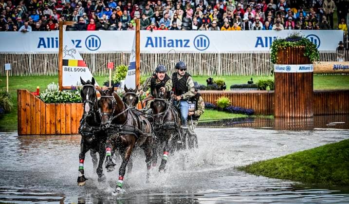 Vierspänner-Mannschafts- und Einzel-Geländefahren auf der Geländestrecke Soers: FEI World Championships Aachen 2026. Reit WM in Aachen im Allianz Park (Austragungsort der FEI World Championships) ** NUR FÜR REDAKTIONELLE ZWECKE ** EDITORIAL USE ONLY **<p>Startnummer 31, Ungarn, mit Fahrer Jozsef Jr. Dobrovitz am Samstag, dem 22 08 2026. Vierspänner-Mannschafts- und Einzel-Geländefahren auf der Geländestrecke Soers. In diesem Jahr wird in Aachen die Reit WM ausgerichtet. FEI World Championships Aachen 2026. Reit WM in Aachen im Allianz Park (Austragungsort der FEI World Championships) Deutschland NRW Essen Copyright: KerstinxKokoska *** Four-in-hand team and individual cross-country driving on the cross-country course at Soers, FEI World Championships Aachen 2026, World Equestrian Games in Aachen at Allianz Park, venue of the FEI World Championships ** FOR EDITORIAL USE ONLY ** EDITORIAL USE ONLY ** p Start number 31, Hungary, with driver Jozsef Jr. Dobrovitz on Saturday, August 22, 2026, four-in-hand team and individual cross-country driving on the Soers cross-country course. This year, the World Equestrian Games will be held in Aachen. FEI World Championships Aachen 2026 World Equestrian Games in Aachen at Allianz Park, venue of the FEI World Championships Germany, North Rhine-Westphalia, Essen. Copyright KerstinxKokoska Copyright: KerstinxKokoska doc879rs4c384y1frk2vddw ,EDITORIAL USE ONLY