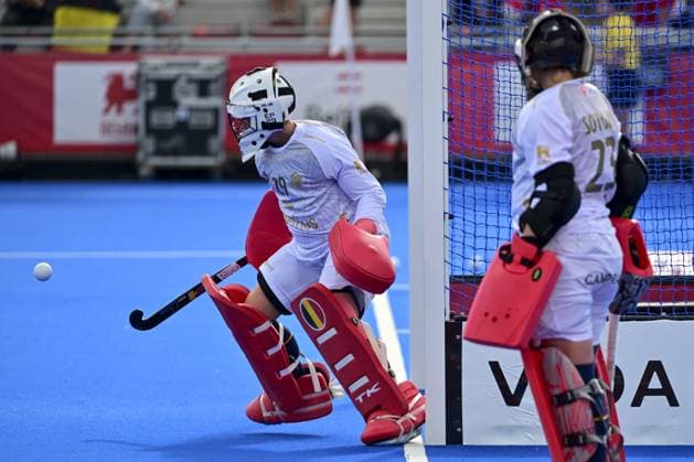 Belgium s goalkeeper Elodie Picard and Belgium s goalkeeper Elena Sotgiu pictured ahead of a Field hockey, Feldhockey game between Belgian national team, Nationalteam Red Panthers and Germany, at the women s 2026 Hockey World Cup, on Saturday 22 August 2026 in Wavre. The 2026 edition of the Hockey World Cup takes place in Belgium and The Netherlands from August 15 to August 30. DIRKxWAEM  x183995000x