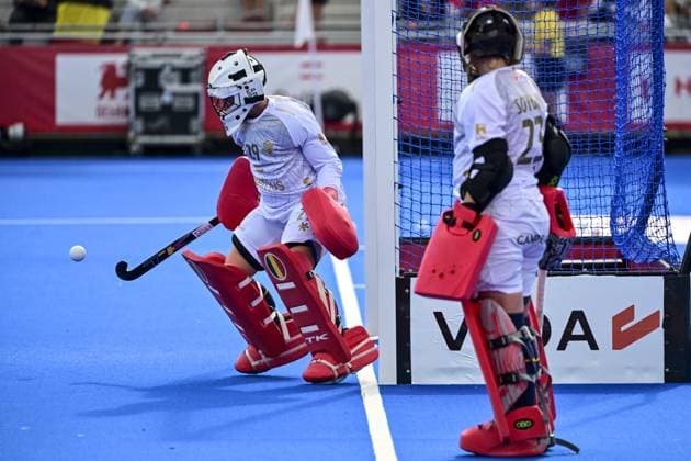 Belgium s goalkeeper Elodie Picard and Belgium s goalkeeper Elena Sotgiu pictured ahead of a Field hockey, Feldhockey game between Belgian national team, Nationalteam Red Panthers and Germany, at the women s 2026 Hockey World Cup, on Saturday 22 August 2026 in Wavre. The 2026 edition of the Hockey World Cup takes place in Belgium and The Netherlands from August 15 to August 30. DIRKxWAEM  x183995002x