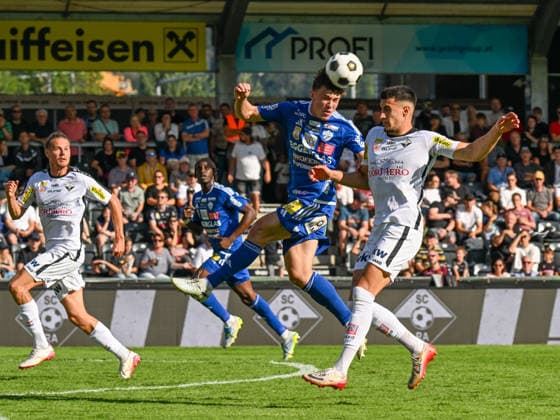SOCCER - BL, Altach vs Hartberg ALTACH,AUSTRIA,22.AUG.26 - SOCCER - ADMIRAL Bundesliga, SCR Altach vs TSV Hartberg. Image shows Patrick Greil (Altach), Paul Komposch (Hartberg) and Srdan Hrstic (Altach).  GEPAxpictures xOliverxLerch