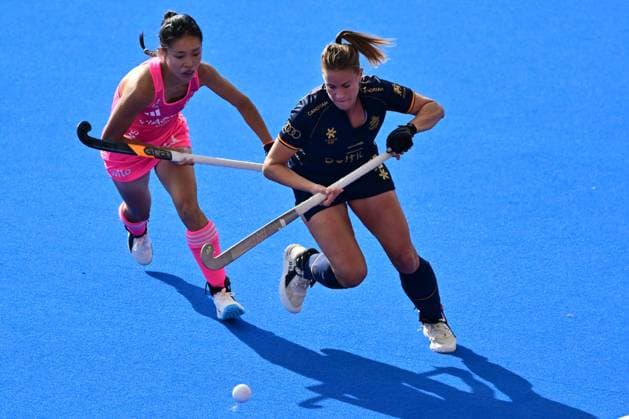 RECORD DATE NOT STATED Belgium s Alix Gerniers and Germany s Yani Zhong pictured during a Field hockey, Feldhockey game between Belgian national team, Nationalteam Red Panthers and Germany, at the women s 2026 Hockey World Cup, on Saturday 30 December 1899 in Wavre. The 2026 edition of the Hockey World Cup takes place in Belgium and The Netherlands from August 15 to August 30. DIRKxWAEM  x183998340x