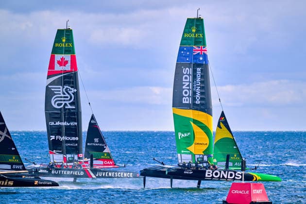 GER, Rockwool Garmany Sail Grand Prix, Sail GP, Sail GP Germany, Sassnitz, 22.-23.08.2026, Deutschland, BONDS FLYING ROOS - Sail GP Team - Australia; Driver - Tom Slingsby, NORTHSTAR - Sail GP TeaM - CANADA; Driver - Giles Scott, ARTEMIS - Sali GP Team - Sweden; Driver - Nathan Outteridge, GER, Sail GP, Rockwool Germany Sail Grand Prix, Sassnitz, 22.-23.08.2026, Deutschland, Freitag, 22.08.2026, Renntag 1, *** GER, Rockwool Germany Sail Grand Prix, Sail GP, Sail GP Germany, Sassnitz, August 22–23, 2026, Germany, BONDS FLYING ROOS Sail GP Team Australia Driver Tom Slingsby, NORTHSTAR Sail GP Team Canada Driver Giles Scott, ARTEMIS Sail GP Team Sweden Driver Nathan Outteridge, GER, Sail GP, Rockwool Germany Sail Grand Prix, Sassnitz, August 22–23, 2026, Germany, Friday, August 22, 2026, Race Day 1, Copyright: xClaudiusxRauchx