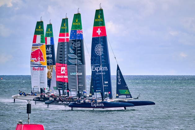 GER, Rockwool Garmany Sail Grand Prix, Sail GP, Sail GP Germany, Sassnitz, 22.-23.08.2026, Deutschland, EXPLORA JOURNEYS SWISS - Sail GP Team - Switzerland; Driver - Sebastien Schneiter, BLACK FOILS - Sail GP Team - New Zealand; Driver - Peter Burling, ROCKWOOL RACING - Sail GP Team - Denmark; Driver - Nicolai Sehested, DS AUTOMOBILES FRA - Sail GP Team - France; Driver - Quentin Delapierre, RED BULL ITALY - Sail GP Team - Italy; Driver - Phil Robertson, GER, Sail GP, Rockwool Germany Sail Grand Prix, Sassnitz, 22.-23.08.2026, Deutschland, Freitag, 22.08.2026, Renntag 1, *** GER, Rockwool Germany Sail Grand Prix, Sail GP, Sail GP Germany, Sassnitz, August 22–23, 2026, Germany, EXPLORA JOURNEYS SWISS Sail GP Team Switzerland Driver Sebastien Schneiter, BLACK FOILS Sail GP Team New Zealand Driver Peter Burling, ROCKWOOL RACING Sail GP Team Denmark Driver Nicolai Sehested, DS AUTOMOBILES FRA Sail GP Team France Driver Quentin Delapierre, RED BULL ITALY Sail GP Team Italy Driver Phil Robertson, GER, Sail GP, Rockwool Germany Sail Grand Prix, Sassnitz, August 22–23, 2026, Germany, Friday, August 22, 2026, Race Day 1, Copyright: xClaudiusxRauchx