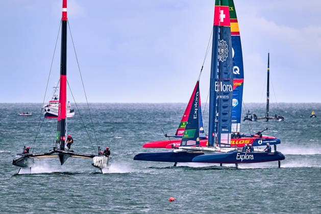 GER, Rockwool Garmany Sail Grand Prix, Sail GP, Sail GP Germany, Sassnitz, 22.-23.08.2026, Deutschland, ROCKWOOL RACING - Sail GP Team - Denmark; Driver - Nicolai Sehested, EXPLORA JOURNEYS SWISS - Sail GP Team - Switzerland; Driver - Sebastien Schneiter, LOS GALLOS - Sail GP Team - Spain; Driver - Diego Botin, GER, Sail GP, Rockwool Germany Sail Grand Prix, Sassnitz, 22.-23.08.2026, Deutschland, Freitag, 22.08.2026, Renntag 1, *** GER, Rockwool Germany Sail Grand Prix, Sail GP, Sail GP Germany, Sassnitz, August 22–23, 2026, Germany, ROCKWOOL RACING Sail GP Team Denmark Driver Nicolai Sehested, EXPLORA JOURNEYS SWISS Sail GP Team Switzerland Driver Sebastien Schneiter, LOS GALLOS Sail GP Team Spain Driver Diego Botin, GER, Sail GP, Rockwool Germany Sail Grand Prix, Sassnitz, August 22–23, 2026, Germany, Friday, August 22, 2026, Race Day 1, Copyright: xClaudiusxRauchx