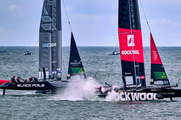 GER, Rockwool Garmany Sail Grand Prix, Sail GP, Sail GP Germany, Sassnitz, 22.-23.08.2026, Deutschland, BLACK FOILS - Sail GP Team - New Zealand; Driver - Peter Burling, ROCKWOOL RACING - Sail GP Team - Denmark; Driver - Nicolai Sehested, GER, Sail GP, Rockwool Germany Sail Grand Prix, Sassnitz, 22.-23.08.2026, Deutschland, Freitag, 22.08.2026, Renntag 1, *** GER, Rockwool Germany Sail Grand Prix, Sail GP, Sail GP Germany, Sassnitz, August 22–23, 2026, Germany, BLACK FOILS Sail GP Team New Zealand driver Peter Burling, ROCKWOOL RACING Sail GP Team Denmark driver Nicolai Sehested, GER, Sail GP, Rockwool Germany Sail Grand Prix, Sassnitz, August 22–23, 2026, Germany, Friday, August 22, 2026, Race Day 1, Copyright: xClaudiusxRauchx