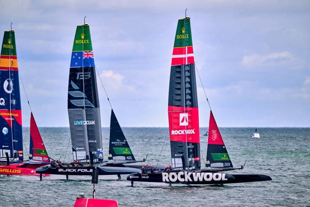 GER, Rockwool Garmany Sail Grand Prix, Sail GP, Sail GP Germany, Sassnitz, 22.-23.08.2026, Deutschland, ROCKWOOL RACING - Sail GP Team - Denmark; Driver - Nicolai Sehested, BLACK FOILS - Sail GP Team - New Zealand; Driver - Peter Burling, LOS GALLOS - Sail GP Team - Spain; Driver - Diego Botin, GER, Sail GP, Rockwool Germany Sail Grand Prix, Sassnitz, 22.-23.08.2026, Deutschland, Freitag, 22.08.2026, Renntag 1, *** GER, Rockwool Germany Sail Grand Prix, Sail GP, Sail GP Germany, Sassnitz, August 22–23, 2026, Germany, ROCKWOOL RACING Sail GP Team Denmark driver Nicolai Sehested, BLACK FOILS Sail GP Team New Zealand driver Peter Burling, LOS GALLOS Sail GP Team Spain driver Diego Botín, GER, Sail GP, Rockwool Germany Sail Grand Prix, Sassnitz, August 22–23, 2026, Germany, Friday, August 22, 2026, Race Day 1, Copyright: xClaudiusxRauchx