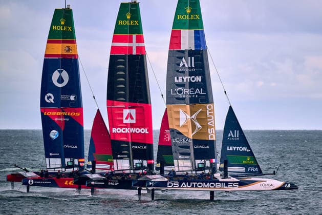GER, Rockwool Garmany Sail Grand Prix, Sail GP, Sail GP Germany, Sassnitz, 22.-23.08.2026, Deutschland, DS AUTOMOBILES FRA - Sail GP Team - France; Driver - Quentin Delapierre, ROCKWOOL RACING - Sail GP Team - Denmark; Driver - Nicolai Sehested, LOS GALLOS - Sail GP Team - Spain; Driver - Diego Botin, GER, Sail GP, Rockwool Germany Sail Grand Prix, Sassnitz, 22.-23.08.2026, Deutschland, Freitag, 22.08.2026, Renntag 1, *** GER, Rockwool Germany Sail Grand Prix, Sail GP, Sail GP Germany, Sassnitz, August 22–23, 2026, Germany, DS AUTOMOBILES FRA Sail GP Team France Driver Quentin Delapierre, ROCKWOOL RACING Sail GP Team Denmark Driver Nicolai Sehested, LOS GALLOS Sail GP Team Spain Driver Diego Botín, GER, Sail GP, Rockwool Germany Sail Grand Prix, Sassnitz, August 22–23, 2026, Germany, Friday, August 22, 2026, Race Day 1, Copyright: xClaudiusxRauchx