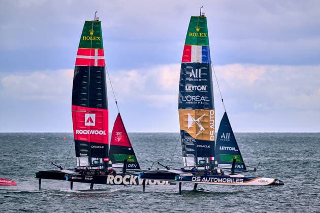 GER, Rockwool Garmany Sail Grand Prix, Sail GP, Sail GP Germany, Sassnitz, 22.-23.08.2026, Deutschland, DS AUTOMOBILES FRA - Sail GP Team - France; Driver - Quentin Delapierre, ROCKWOOL RACING - Sail GP Team - Denmark; Driver - Nicolai Sehested, GER, Sail GP, Rockwool Germany Sail Grand Prix, Sassnitz, 22.-23.08.2026, Deutschland, Freitag, 22.08.2026, Renntag 1, *** GER, Rockwool Germany Sail Grand Prix, Sail GP, Sail GP Germany, Sassnitz, August 22–23, 2026, Germany, DS AUTOMOBILES FRA Sail GP Team France Driver Quentin Delapierre, ROCKWOOL RACING Sail GP Team Denmark Driver Nicolai Sehested, GER, Sail GP, Rockwool Germany Sail Grand Prix, Sassnitz, August 22–23, 2026, Germany, Friday, August 22, 2026, Race Day 1, Copyright: xClaudiusxRauchx