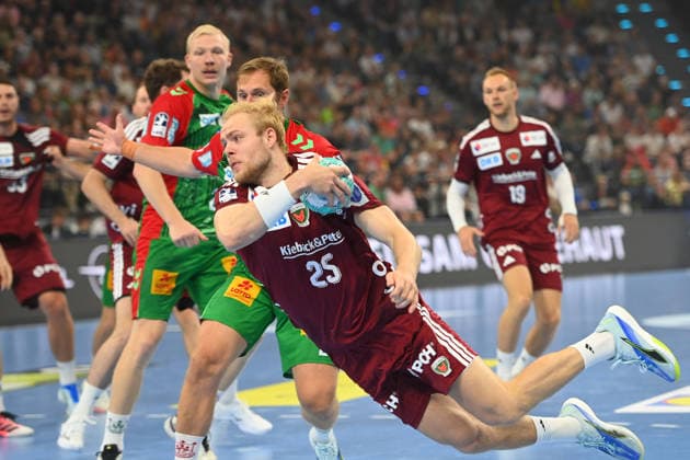 Matthes LANGHOFF (Fuechse Berlin), Torwurf, Aktion,Zweikampf Handball Rexel Super Cup 2026 der Maenner SC Magdeburg vs. Fuechse Berlin am 22.08.2026 SAP GARDEN Muenchen. *** Matthes LANGHOFF, Füchse Berlin; shot on goal, action, tackle; Men s Rexel Super Cup 2026 handball match: SC Magdeburg vs. Füchse Berlin on August 22, 2026, at SAP GARDEN, Munich