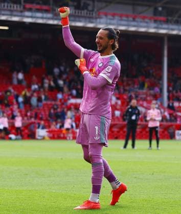 Leeds United goalkeeper James Trafford celebrates at the end of the match Nottingham Forest v Leeds United, Premier League Football, Football, City Ground, Nottingham, UK - 22 Aug 2026Nottingham City Ground United Kingdom EDITORIAL USE ONLY No use with unauthorised audio, video, data, fixture lists, club league logos or live services. Online in-match use limited to 120 images, no video emulation. No use in betting, games or single club league player publications.  Copyright: xMattxWest Shutterstockx 17111732ay