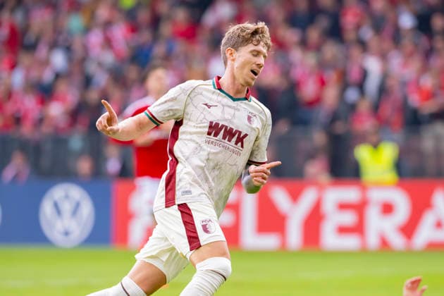 Germany, Cottbus, LEAG Energie Stadion, 22.08.2026, DFB Pokal 2026 27, 1. Runde, FC Energie Cottbus vs. FC Augsburg, Kristijan Jakic (FC Augsburg) bejubelt seinen Treffer, Photo by Eibner Pressefoto Tino Henschel DFB Pokal 2026 27, 1. Runde, FC Energie Cottbus vs. FC Augsburg Cottbus *** Germany, Cottbus, LEAG Energie Stadium, August 22, 2026, 2026-27 DFB Cup, First Round, FC Energie Cottbus vs. FC Augsburg, Kristijan Jakic of FC Augsburg celebrates his goal, Photo by Eibner Pressefoto Tino Henschel DFB Cup 2026–27, First Round, FC Energie Cottbus vs. FC Augsburg, Cottbus Copyright: xEibnerxPressefotox