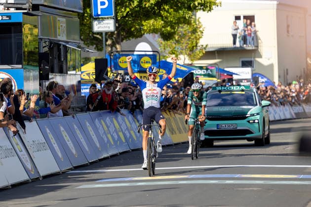 Bad Dürkheim, Germany, 22. Aug. 2026: Lidl Tour of Germany 2026 The stage winner, Giulio Pellizzari (Red Bull - Bora - Hansgrohe GER) Bad Dürkheim Rhineland-Palatinate Germany *** Bad Dürkheim, Germany, Aug. 22, 2026 Lidl Tour of Germany 2026 Stage winner: Giulio Pellizzari (Red Bull Bora Hansgrohe, GER) Bad Dürkheim, Rhineland-Palatinate, Germany Copyright: xUdoxHerrmannx