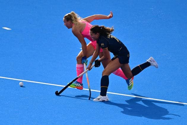 RECORD DATE NOT STATED Germany s Jette Fleschütz and Belgium s Lien Hillewaert pictured during a Field hockey, Feldhockey game between Belgian national team, Nationalteam Red Panthers and Germany, at the women s 2026 Hockey World Cup, on Saturday 30 December 1899 in Wavre. The 2026 edition of the Hockey World Cup takes place in Belgium and The Netherlands from August 15 to August 30. DIRKxWAEM  x184001506x