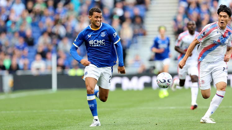 Everton v Crystal Palace, Premier League Everton forward Brennan Johnson (22) during the Premier League match between Everton and Crystal Palace at Hill Dickinson Stadium, Liverpool, UK on 22 August 2026. Liverpool Hill Dickinson Stadium Merseyside UK Editorial use only DataCo restrictions apply See www.football-dataco.com , Copyright: xCraigxGallowayx PSI-24740-0033