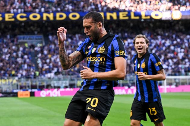 Cm Milano 22 08 2026 - campionato di calcio serie A Inter-Monza foto Cristiano Mazzi Image nella foto: esultanza gol Hakan Calhanoglu 
