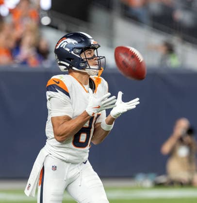 August 22, 2026, Denver, Colorado, USA: Broncos WR KOLBE KATSIS catches the ball after a kick off during the 2nd. Half at Empower Field at Mile High Friday evening. Packers beat the Broncos in Pre-Season 33-13. Credit Image: ZUMA Press Wire) NFL, American Football Herren, USA Pre-Season 2026 - Packers Beat The Broncos In Pre-Season 33-13 Friday Evening.  - ZUMAav4_ 20260822_zaf_av4_052 Copyright: xHectorxAcevedox