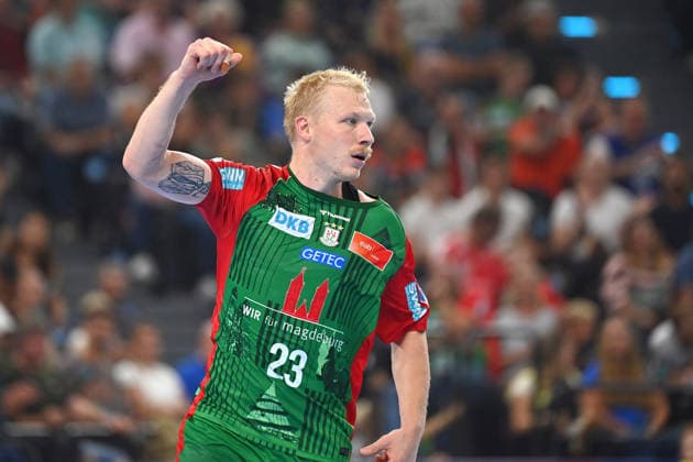 Magnus SAUGSTRUP (SC Magdeburg), Jubel,Freude,Begeisterung,, Aktion,Einzelbild,angeschnittenes Einzelmotiv,Halbfigur,halbe Figur. Handball Rexel Super Cup 2026 der Maenner SC Magdeburg vs. Fuechse Berlin am 22.08.2026 SAP GARDEN Muenchen. *** Magnus SAUGSTRUP SC Magdeburg, Celebration, joy, excitement, action, single frame, cropped single subject, half-length portrait, half-figure. Men’s Handball Rexel Super Cup 2026: SC Magdeburg vs. Füchse Berlin on August 22, 2026, at SAP GARDEN, Munich