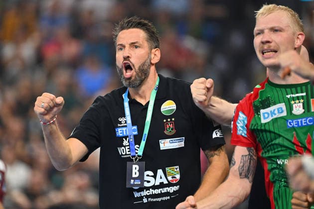 Trainer Bennet WIEGERT (SC Magdeburg), Jubel,Freude,Begeisterung, Handball Rexel Super Cup 2026 der Maenner SC Magdeburg vs. Fuechse Berlin am 22.08.2026 SAP GARDEN Muenchen. *** Coach Bennet WIEGERT, SC Magdeburg; celebration, joy, excitement; 2026 Rexel Super Cup Men s Handball Match: SC Magdeburg vs. Füchse Berlin on August 22, 2026, at SAP GARDEN in Munich
