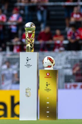 22.08.2026, Fussball, Franz Beckenbauer Supercup 2026, Borussia Dortmund - FC Bayern München. Der Pokal des Franz Beckenbauer Supercups. Dortmund Signal Iduna Park NRW Deutschland xRHR-FOTO DEx *** August 22, 2026, Soccer, 2026 Franz Beckenbauer Super Cup, Borussia Dortmund vs. FC Bayern Munich The Franz Beckenbauer Super Cup trophy, Dortmund, Signal Iduna Park, North Rhine-Westphalia, Germany xRHR PHOTO DEx Copyright: DennisxEwert RHR-FOTOx RHR-FOTO DE