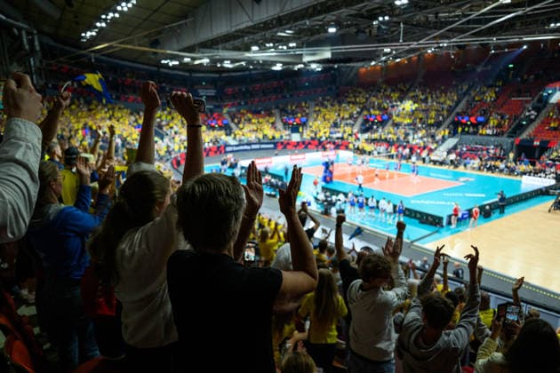 260822 Spectators during the CEV EuroVolley 2026 volleyball match between Sweden and Slovakia on August 22, 2026 in Gothenburg. Photo: Carl Sandin BILDBYRAN kod CS CS0971 volleyboll volleyball cev eurovolley 2026 volleyboll-em sverige slovakia sweden dam bbeng genre publik *** 260822 Spectators during the CEV EuroVolley 2026 volleyball match between Sweden and Slovakia on August 22, 2026 in Gothenburg. Photo by Carl Sandin. BILDBYRAN code CS CS0971 volleyball CEV EuroVolley 2026 European Volleyball Championship Sweden Slovakia women s volleyball audience  Copyright: CARLxSANDIN BB260822CS028