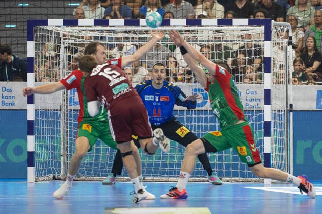 Matej Mandic (SC Magdeburg, 12), SC Magdeburg vs. Füchse Berlin, Handball, HBL, REXEL SUPER CUP, 2026, 22.08.2026 Munich SAP Garden Germany Copyright: xPFA BjörnxKeckerx