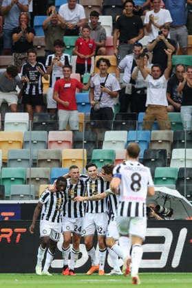 Ar Udine 22 08 2026 - campionato di calcio serie A Udinese-Como foto Andrea Rigano Image nella foto: esultanza gol Hassane Kamara 