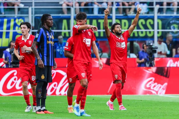 Gustavo Varela of AC Monza celebrates after scoring a goal during Serie A 2026 27 football match between FC Internazionale and AC Monza Italy Copyright: xBEAUTIFULxSPORTS Carabellix