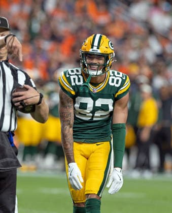 August 22, 2026, Denver, Colorado, USA: Packers WR WIL SHEPPARD waits for the TD signal while the play was being reviewed during the 1st. Half at Empower Field at Mile High Friday evening. Packers beat the Broncos in Pre-Season 33-13. Credit Image: ZUMA Press Wire) Denver USA - ZUMAav4_ 20260822_zaf_av4_020 Copyright: xHectorxAcevedox