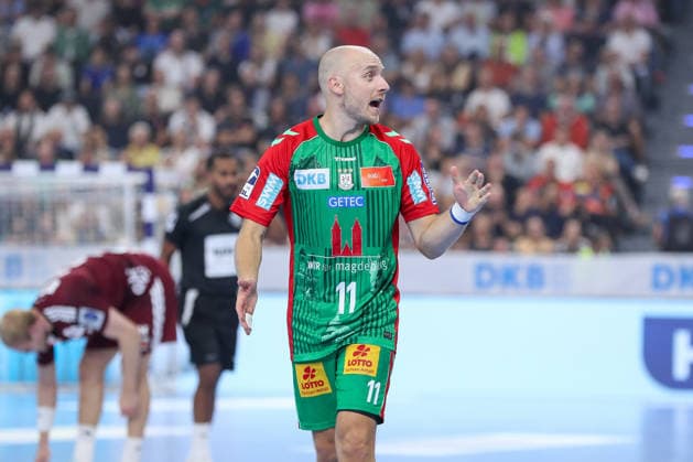 22.08.2026, xgox, Handball - Rexel Super-Cup, SC Magdeburg - Füchse Berlin emspor, v.l. Daniel Pettersson (Magdeburg, 11) Jubel, Torjubel, jubelt ueber das Tor, celebrate the goal, celebration München *** August 22, 2026, xgox, Handball Rexel Super Cup, SC Magdeburg vs. Füchse Berlin emspor, from left: Daniel Pettersson (Magdeburg), 11, celebration, goal celebration, celebrating the goal, celebration, Munich