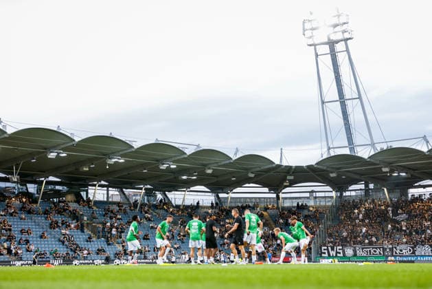 SOCCER - BL, Sturm vs A.Lustenau GRAZ,AUSTRIA,22.AUG.26 - SOCCER - ADMIRAL Bundesliga, SK Sturm Graz vs SC Austria Lustenau. Image shows Austria Lustenau during warm up.  GEPAxpictures xJamesxDoak