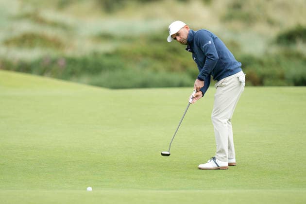 BALMEDIE, SCOTLAND - AUG 22: Fabrizio Zanotti (PAR) putts on the twelfth green during Round 3 at the 2026 Nexo Championship at the Trump International Golf Links, Balmedie on August 22, 2026 in Aberdeenshire, Scotland The 2026 Nexo Championship
