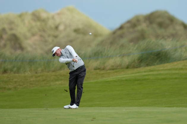 BALMEDIE, SCOTLAND - AUG 22: Daniel Young (SCO) plays from the twelfth fairway during Round 3 at the 2026 Nexo Championship at the Trump International Golf Links, Balmedie on August 22, 2026 in Aberdeenshire, Scotland The 2026 Nexo Championship
