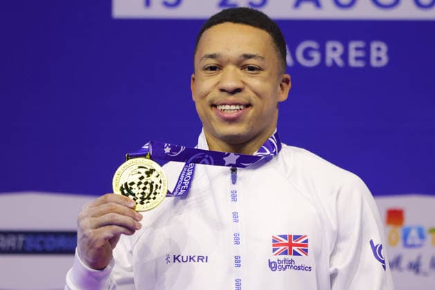 Joe Fraser, GBR, after seniors horizontal bar final at 2026 Europeans in Zagreb; 22 08 2026; *** Joe Fraser, GBR, after the senior horizontal bar final at the 2026 European Championships in Zagreb on August 22, 2026 