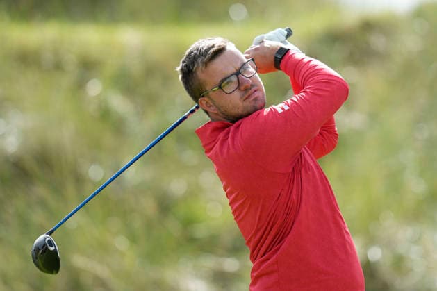 BALMEDIE, SCOTLAND - AUG 22: Eliot Baker (a) (ENG) plays from the eleventh tee during Round 3 at the 2026 Nexo Championship at the Trump International Golf Links, Balmedie on August 22, 2026 in Aberdeenshire, Scotland The 2026 Nexo Championship